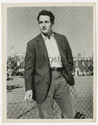 4x720 PAUL NEWMAN 8x10 still 1950s great youthful portrait smoking by chain link fence!