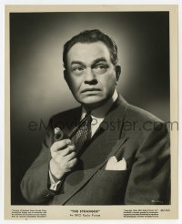 4x893 STRANGER 8x10 still 1946 best portrait of Edward G. Robinson in suit & tie, holding pipe!