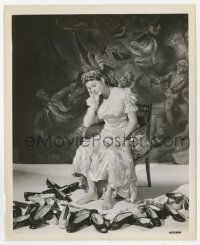 4x959 UNDER CAPRICORN candid 8.25x10 still 1949 Ingrid Bergman can't decide which shoes to wear!