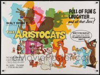 4y403 ARISTOCATS British quad 1970 Walt Disney feline jazz musical cartoon, great colorful art!