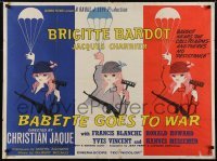4y405 BABETTE GOES TO WAR British quad 1960 great artwork of sexy soldier Brigitte Bardot!