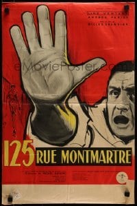 4y646 125 RUE MONTMARTRE French 16x23 1959 cool close up art of detective Lino Ventura by Yves Thos!