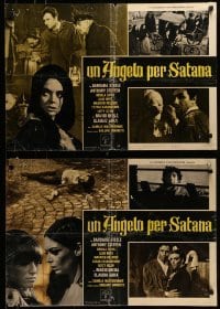4y888 ANGEL FOR SATAN group of 2 Italian 18x26 pbustas 1966 Mastrocinque's Un angelo per Satana!