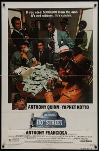 4z054 ACROSS 110th STREET 1sh 1972 Anthony Quinn, Yaphet Kotto has a HUGE pile of money!