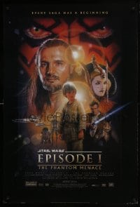 4z017 PHANTOM MENACE style B fan club 1sh 1999 George Lucas, Star Wars Episode I, Drew Struzan art!
