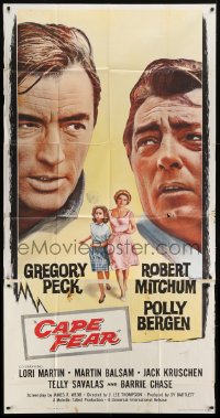 5a500 CAPE FEAR 3sh 1962 Gregory Peck, Robert Mitchum, Polly Bergen, classic film noir!