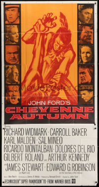 5a504 CHEYENNE AUTUMN 3sh 1964 John Ford, Rehberger art of soldier fighting Native American!