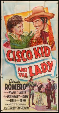 5a506 CISCO KID & THE LADY 3sh 1939 great different art of Cesar Romero & Marjorie Weaver, rare!