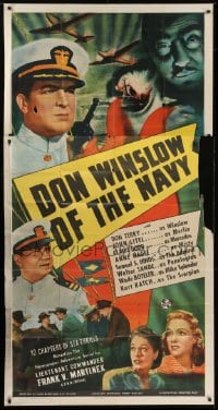 5a520 DON WINSLOW OF THE NAVY 3sh 1941 Don Terry in the title role, Universal spy serial, rare!
