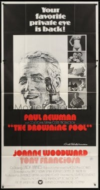 5a524 DROWNING POOL int'l 3sh 1975 cool image of Paul Newman as private eye Lew Harper!