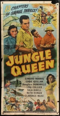 5a567 JUNGLE QUEEN 3sh 1945 Edward Norris, Universal serial, 13 chapters of savage thrills!