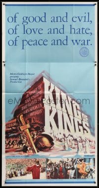 5a569 KING OF KINGS style A 3sh 1961 Nicholas Ray Biblical epic, Jeffrey Hunter as Jesus!