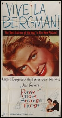 5a610 PARIS DOES STRANGE THINGS 3sh 1957 Jean Renoir's Elena et les hommes, c/u of Ingrid Bergman!