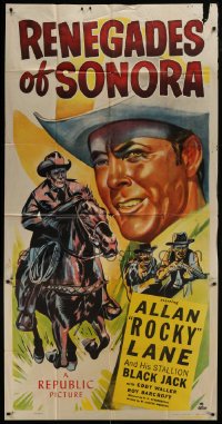 5a624 RENEGADES OF SONORA 3sh 1948 cool art of Allan Rocky Lane & his stallion Black Jack!