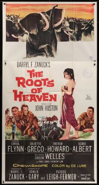 5a628 ROOTS OF HEAVEN 3sh 1958 directed by John Huston, Errol Flynn & sexy Julie Greco in Africa!
