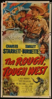 5a630 ROUGH TOUGH WEST 3sh 1952 Cravath art of Starrett as the Durango Kid & firefighter Smiley!