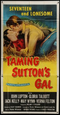 5a665 TAMING SUTTON'S GAL 3sh 1957 she's seventeen & lonesome and kissing in the hay!