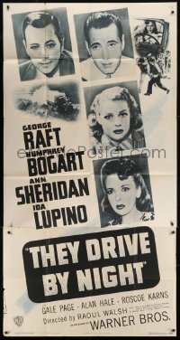 5a670 THEY DRIVE BY NIGHT 3sh R1948 Humphrey Bogart, George Raft, Ann Sheridan, Ida Lupino