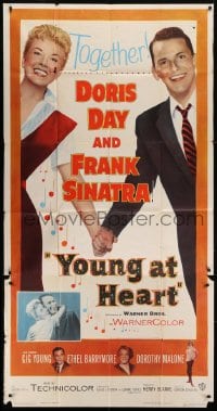 5a696 YOUNG AT HEART 3sh 1954 huge romantic image of Doris Day & Frank Sinatra holding hands!