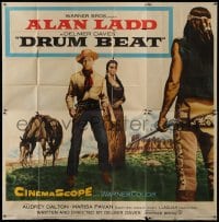 5a107 DRUM BEAT 6sh 1954 Alan Ladd & Native American Audrey Dalton, directed by Delmer Daves!