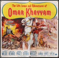 5a129 LIFE, LOVES & ADVENTURES OF OMAR KHAYYAM 6sh 1957 cool art of Cornel Wilde on horseback!