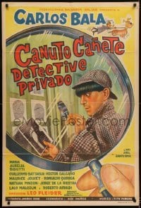 5a193 CANUTO CANETE DETECTIVE PRIVADO Argentinean 1965 art of detective in huge magnifying glass!