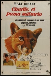 5a195 CHARLIE THE LONESOME COUGAR Argentinean 1967 Disney, art of smiling teen-age mountain lion!