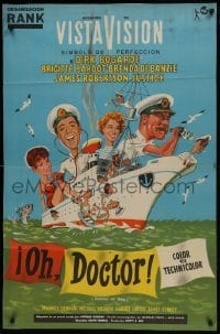 5a204 DOCTOR AT SEA Argentinean 1956 art of sailor Dirk Bogarde & sexy Brigitte Bardot on ship!
