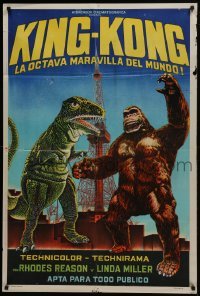 5a227 KING KONG ESCAPES Argentinean 1968 completely different art with wacky dinosaur by Pezzuto!