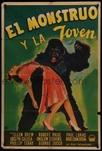 5a239 MONSTER & THE GIRL Argentinean 1941 great art of giant ape carrying Ellen Drew, rare!