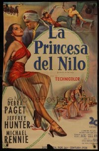 5a249 PRINCESS OF THE NILE Argentinean 1954 sexy full-length art of barely-dressed Debra Paget!