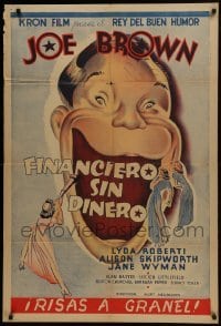 5a278 WIDE OPEN FACES Argentinean 1938 wacky artwork of sleuth Joe E. Brown, Jane Wyman!