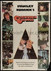5a086 CLOCKWORK ORANGE 40x55 English commercial poster 1972 Stanley Kubrick, Castle art of McDowell + photo scenes!