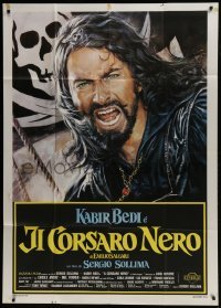 5a719 BLACK PIRATE Italian 1p 1976 Sergio Sollima's, Il Corsaro Nero, close up art of Kabir Bedi!