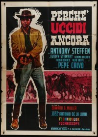 5a720 BLOOD AT SUNDOWN Italian 1p 1965 full-length Anthony Steffen with gun, spaghetti western!