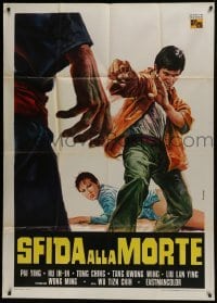 5a722 BLOODY FIGHT Italian 1p 1973 Xue Dou, Lin Shen, great Renato Casaro kung fu art!