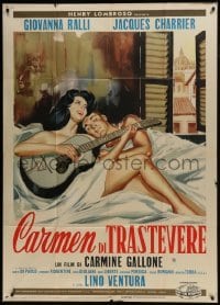 5a736 CARMEN DI TRASTEVERE Italian 1p 1962 Symeoni art of sexy Giovanna Ralli with guitar in bed!