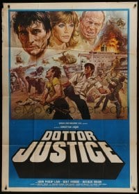 5a765 DOCTOR JUSTICE Italian 1p 1976 Sciotti art of John Phillip Law, Gert Froebe & Nathalie Delon!