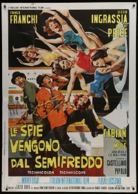 5a768 DR. GOLDFOOT & THE GIRL BOMBS Italian 1p 1966 Mario Bava, art of sexy girls w/Franco & Ciccio
