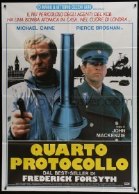 5a784 FOURTH PROTOCOL Italian 1p 1987 different close up of Pierce Brosnan & Michael Caine!