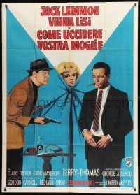 5a808 HOW TO MURDER YOUR WIFE Italian 1p 1965 art of Jack Lemmon with weapons & sexy Virna Lisi!