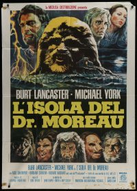 5a823 ISLAND OF DR. MOREAU Italian 1p 1977 mad scientist Burt Lancaster, different Sciotti art!