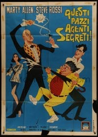 5a841 LAST OF THE SECRET AGENTS Italian 1p 1967 wacky cartoon art of Marty Allen & Steve Rossi!