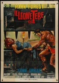 5a848 LION OF THEBES Italian 1p 1965 Ciriello art of Mark Forest & Yvonne Furneaux as Helen of Troy