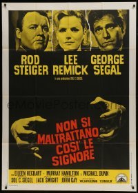 5a878 NO WAY TO TREAT A LADY Italian 1p 1968 Rod Steiger, Remick & Segal, hands about to strangle!