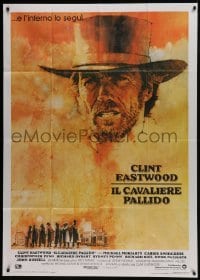 5a887 PALE RIDER Italian 1p 1985 great artwork of cowboy Clint Eastwood by C. Michael Dudash!