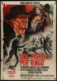 5a894 PISTOL FOR RINGO Italian 1p 1965 cool spaghetti western art of Giuliano Gemma by Olivetti!