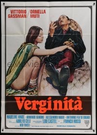 5a902 PURE AS A LILY Italian 1p 1976 art of sexy Ornella Muti without pants by Vittorio Gassman!