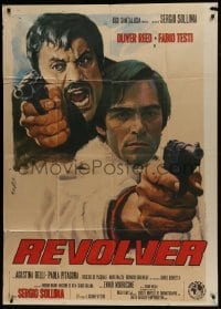 5a910 REVOLVER Italian 1p 1973 Enzo Nistri art of Oliver Reed & Fabio Testi pointing guns!