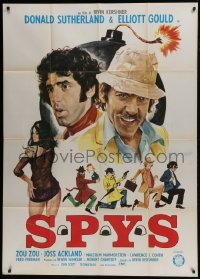 5a937 SPYS Italian 1p 1974 great different art of Elliott Gould & Donald Sutherland + giant bomb!